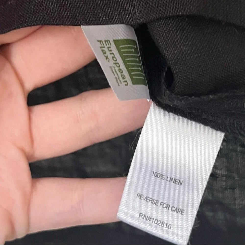 NEW Garnet Hill 100% Linen Black Square Neck Short Sleeve Top 10 Lightweight - Picture 6 of 8